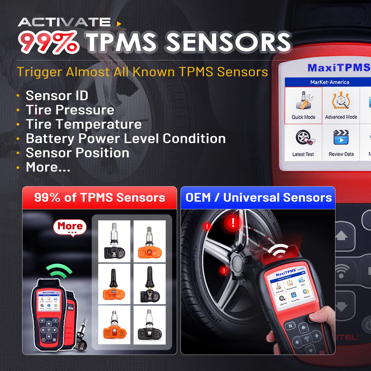Autel TS508WF Senzor MX Autel activ 99%.