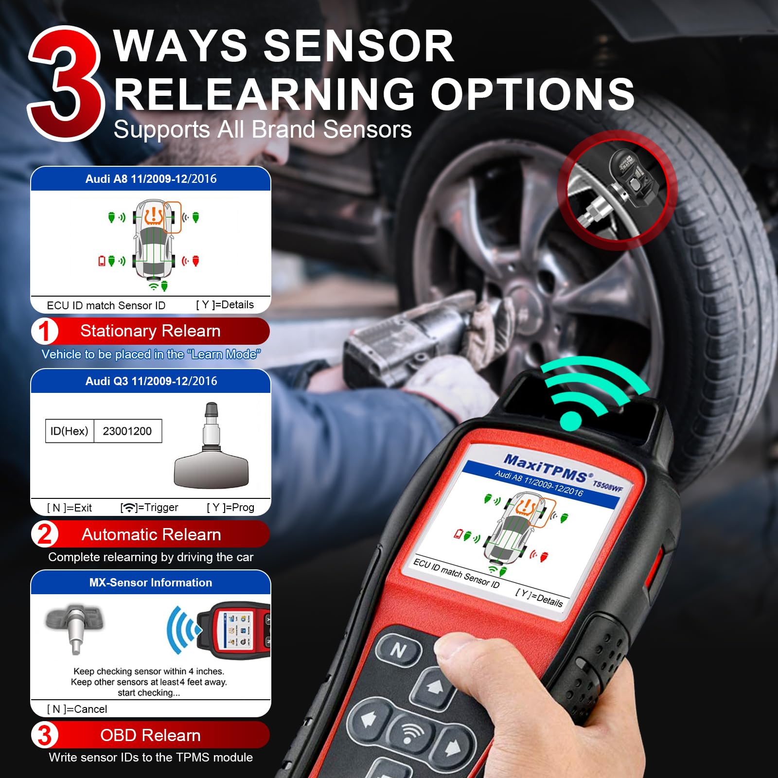 Instrumente TPMS TS508WF - Reînvățare senzor MX